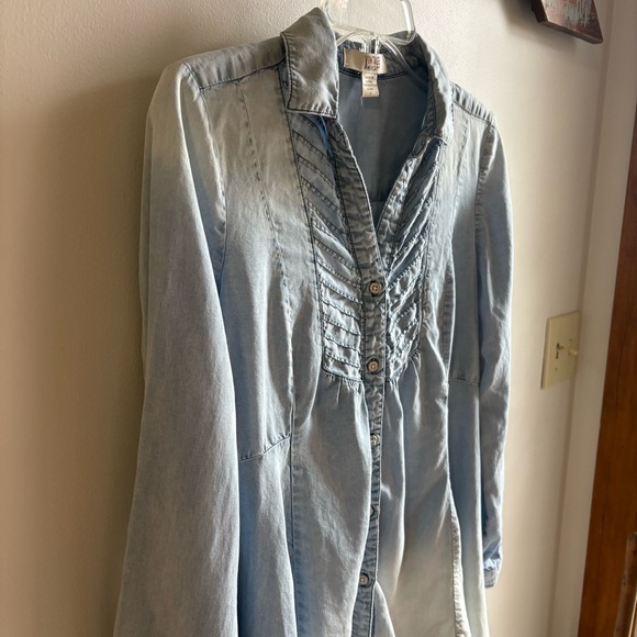 Vintage America Blues Womens Sz Small Boho Lyocell Tunic ruffle button down - Picture 5 of 10